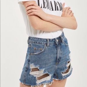 Topshop MOTO Fishnet Mom Shorts